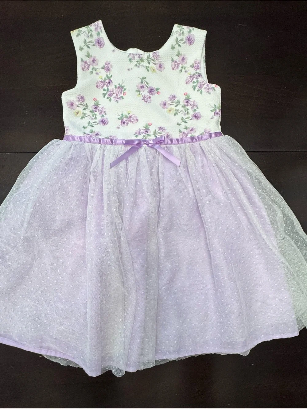Blueberi Boulevard Girls Floral Dress and Coat Set in White and Lavender Size 6
